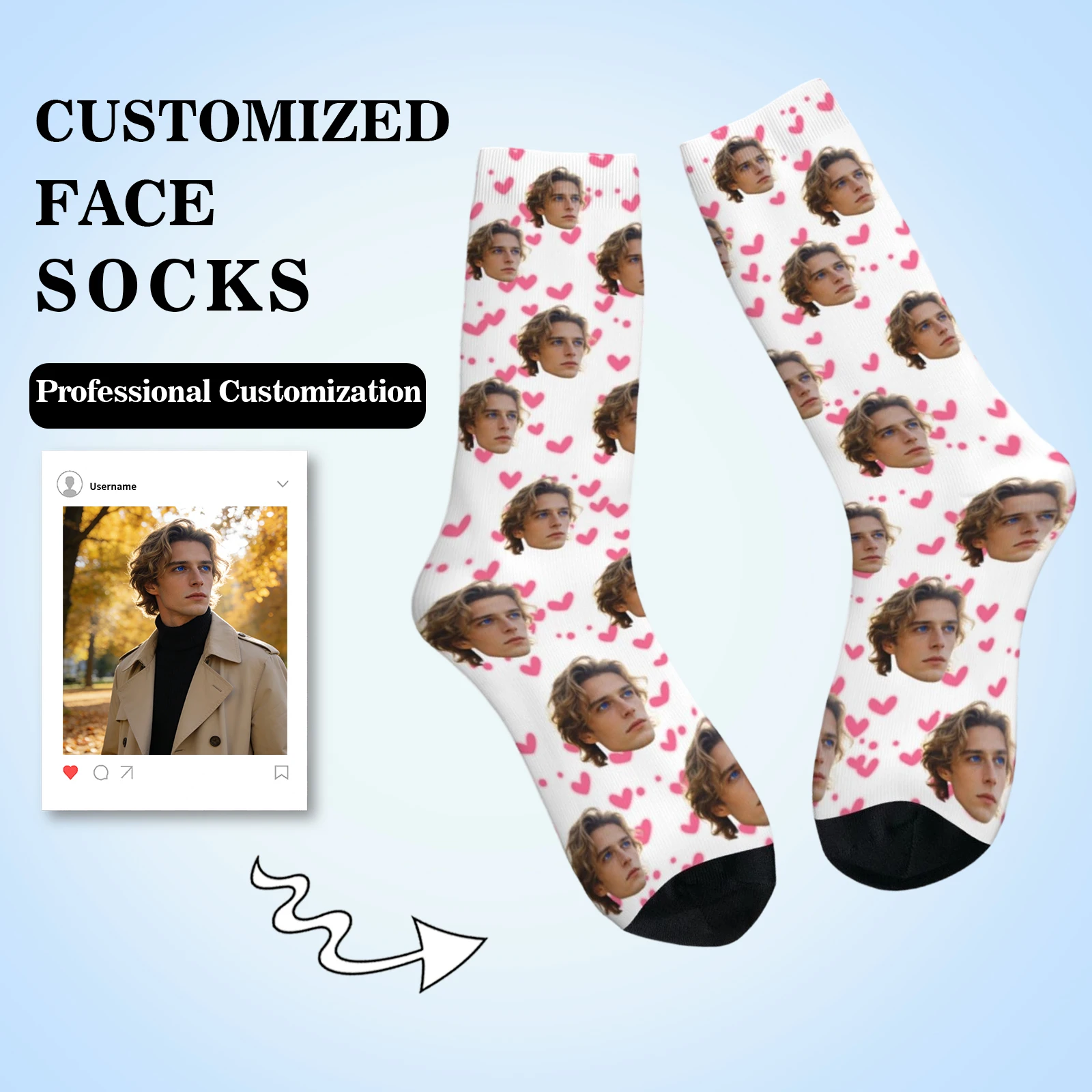 

Customized face-shaped socks DIY Unisex customized socks Personalized picture socks Photo socks Customized socks as gifts