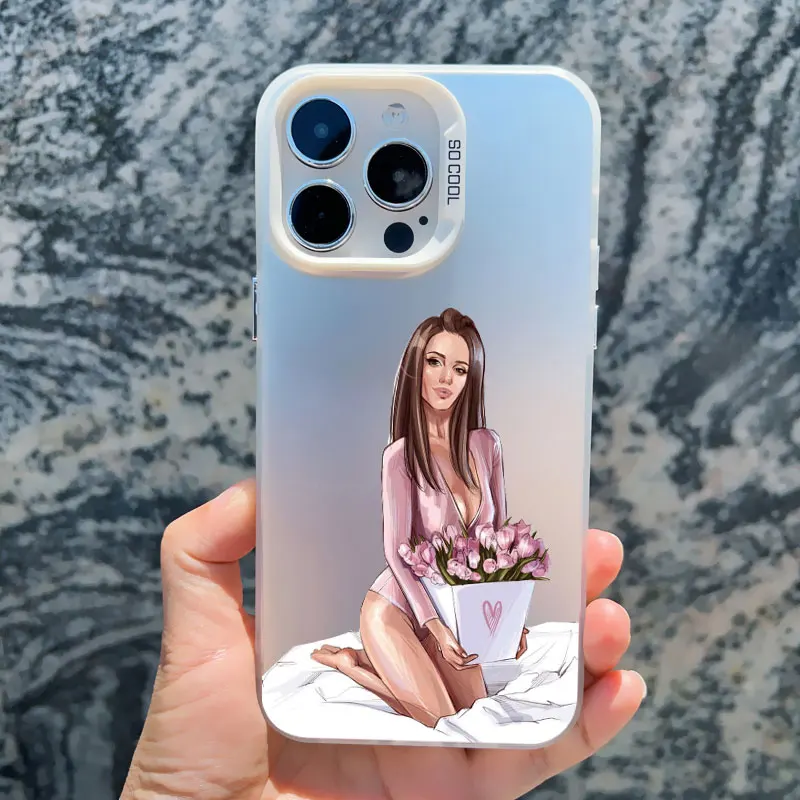 Mädchenmuster Handyhülle für iPhone 17 16 14 15 Plus Pro Max 11 12 13 Pro Max 13 Mini Stoßfeste Laser-Mode Rückseiten-Cover – Detail 5