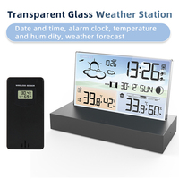 Transparent Weather Station Indoor Outdoor Wireless Thermometer Hygrometer With 1 Remote Sensor Temperature And Humidity Meter