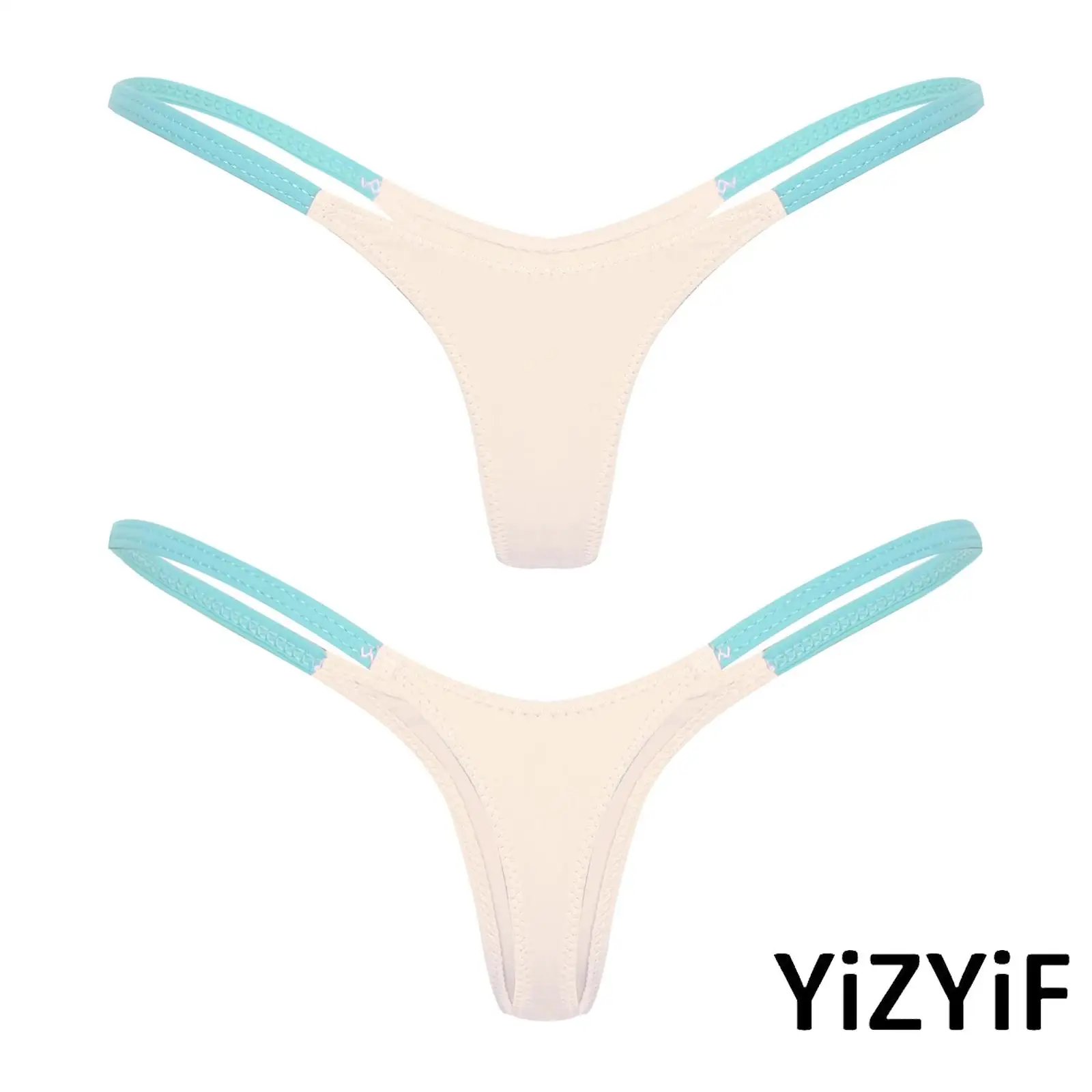 

Womens Sexy Ultra Thin Lingerie Low Waist Mini Thong G-string Panties Elastic Underwear Lingerie Contrast Color T-back Briefs