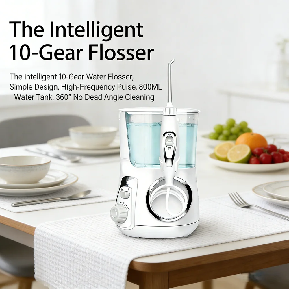 

Dental Water Jet Teeth Cleaner, 10 Modes 5 Nozzles Electric Desktop Water Flosser, for Home & Personal Use