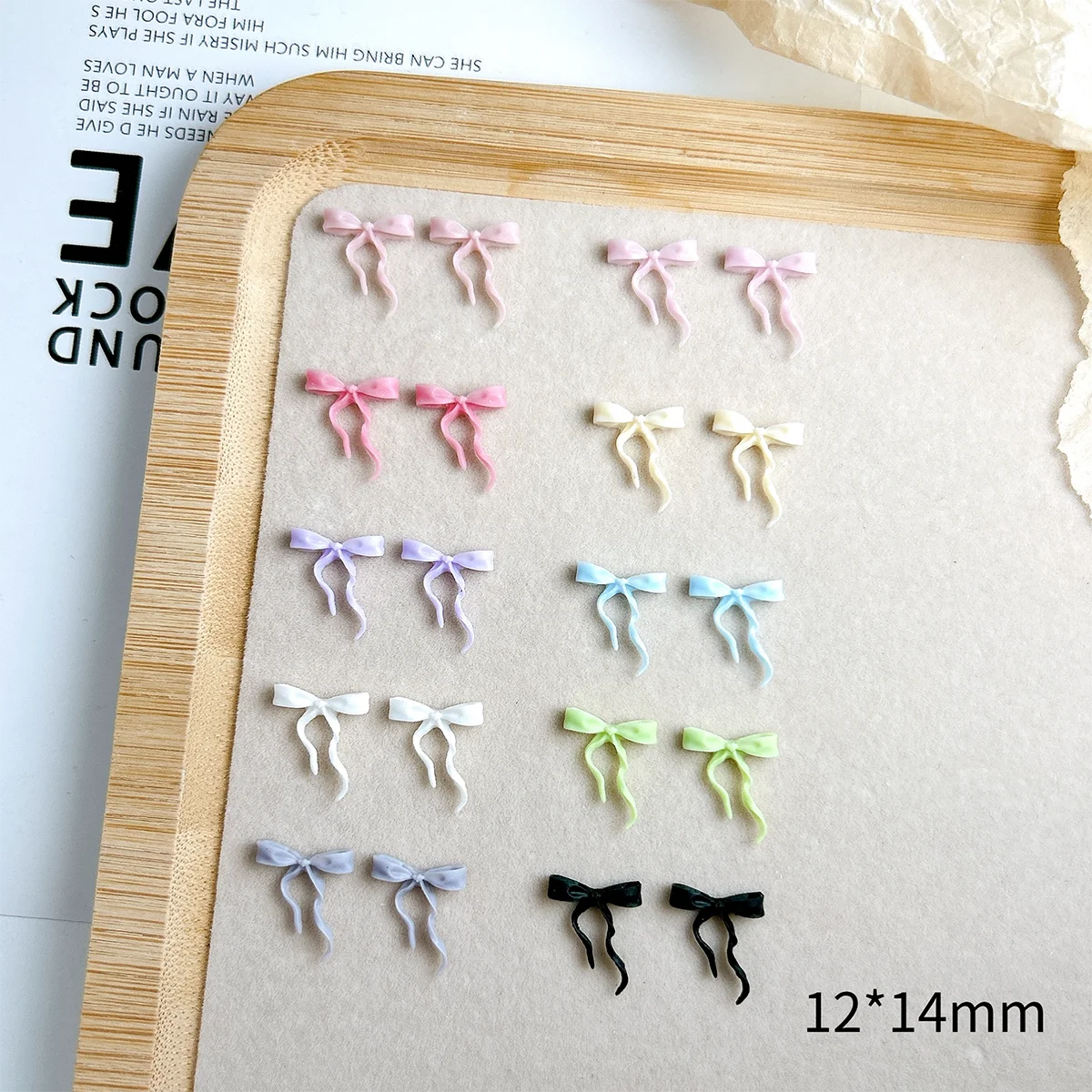 30PCS Multiple Colors Line Wave Bows Resin Nail Art Decorations Creative Minimalist Bowknots Nail Charms for DIY Nails Supplies
