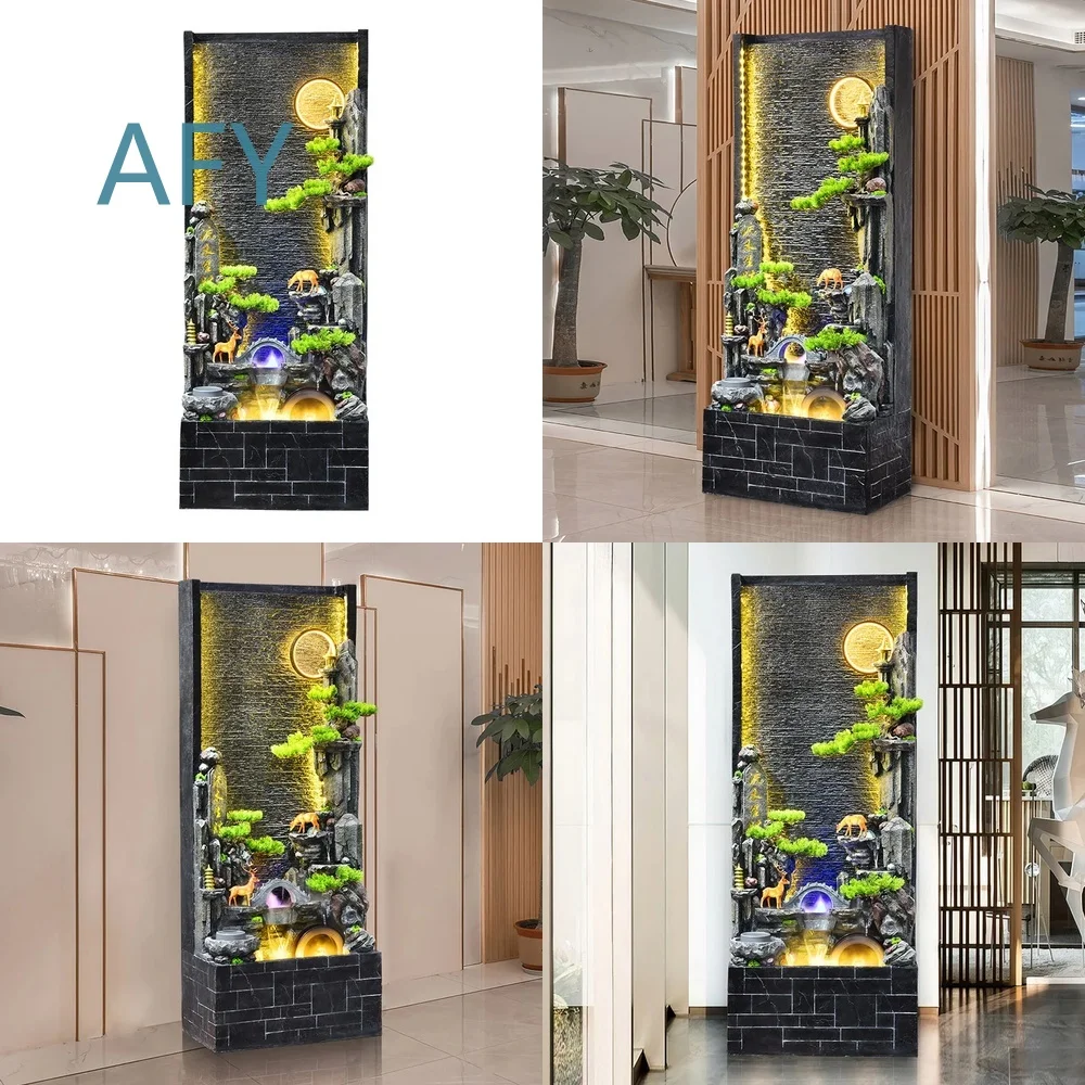 Alpine Flowing Water Rockery Fountain for Chinese Style Living Room Decor Outdoor Indoor Landscape Ornament Circulating Water
