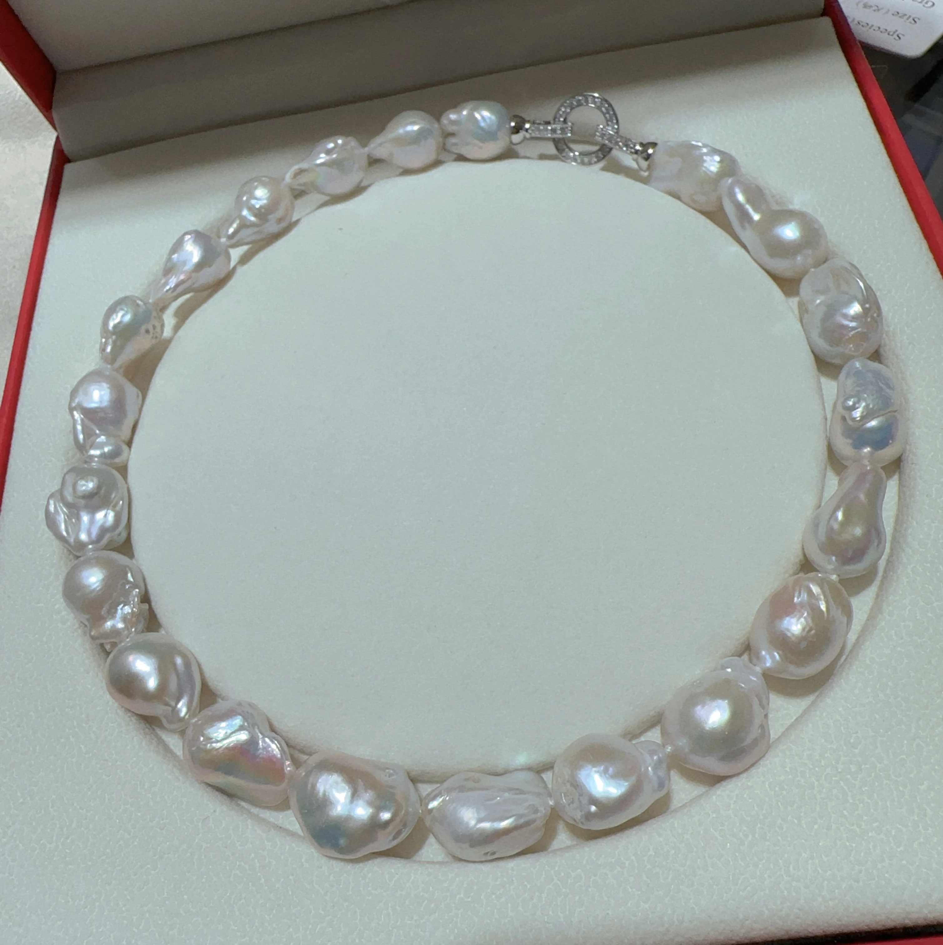 

Classic European and American style AAA14-18mm South Sea Baroque Alien Pearl Necklace Neck Chain 925s 16inch 18inch