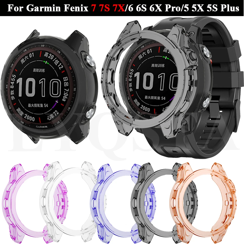 Protection Case For Garmin Fenix 7 7S 7X Smart Watch Protector Frame Soft Clear TPU Shell Cases Cover Fenix 6 6X 6S Pro 5 5S 5X