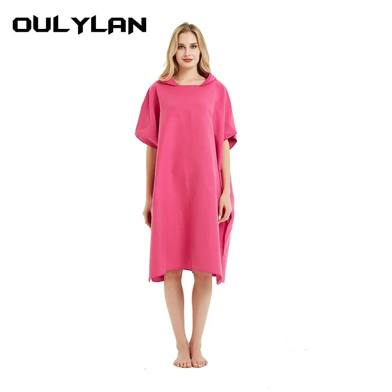 Oulylan Microfiber Beach Travel Quick Dry Changing Robe Cape Hooded Towel Men Women for Swim Bath Towel Bathrobe Surf Poncho