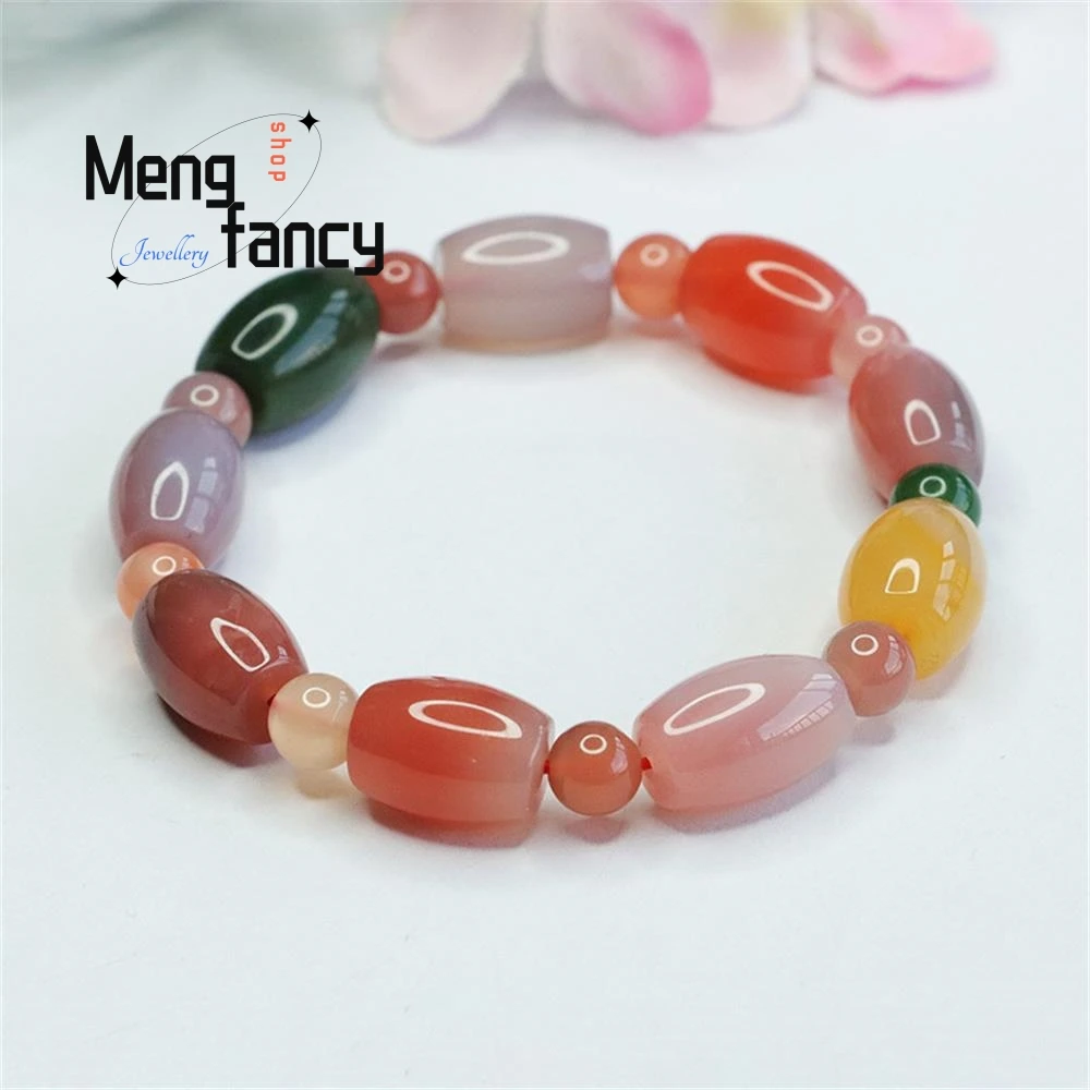 Natural Salt Source Agate Strings Colorful Lulutong Bracelet Simple Elegant Exquisite High-grade Fashion Jewelry Holiday Gifts