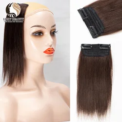 luxybeauty Mini Clip In One Piece Extensions Human Hair 2 Clips 10-30cm Women Invisible Straight Hair Pads Hair Volume Increase