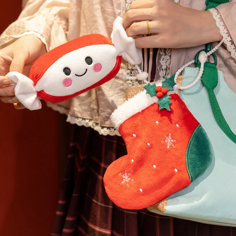 Serie di cartoni animati di Natale: bambola di alce, cuscino, pupazzo di neve e ornamento di caramelle, peluche - Decorazione e regalo festivi