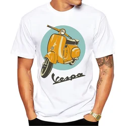 New Summer Men's Short Sleeve Retro Classic Vespa Italy Scooter Art Print T-Shirt Hip Hop Boy Casual White Tops Vintage Man Tees