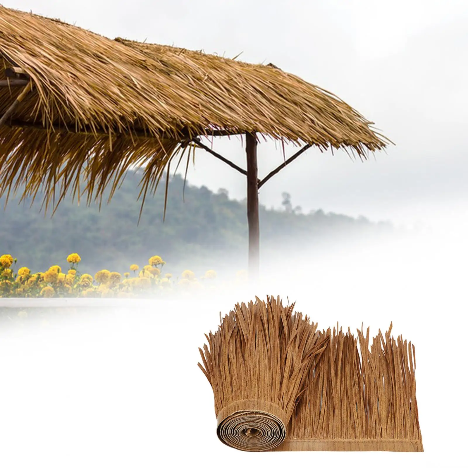 Grass Artificial Thatch Roofing for Outdoor Garden Patio Umbrella Cover 1mx50cm Straw Roof Thatch Simulation Panel Palm Thatch