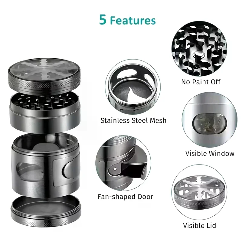 Zinc-plated Metal Plate Tobacco Grinder, 60mm Four-layer Zinc Alloy Tobacco Grinder, Herb And Seasoning Grinding Tool