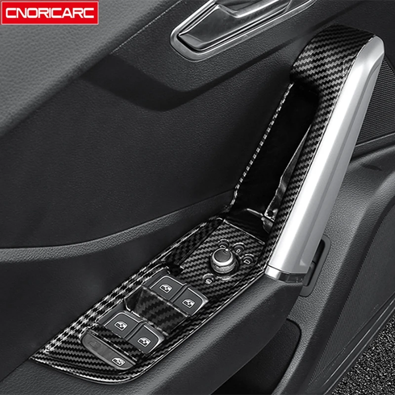 

Carbon Fiber Color Window Glass Lifting Buttons Frame Decoration For Audi Q2 2018-2022 LHD Car Styling Door Armrest Cover Trim