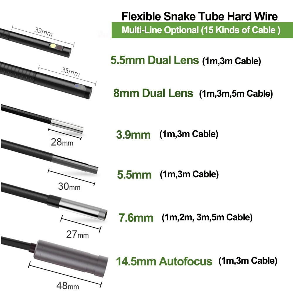 5.0" Screen Dual Lens endoscope Camera 1080P Digital Autofocus Videoscope Pipe Car Inspection Camera Borescope