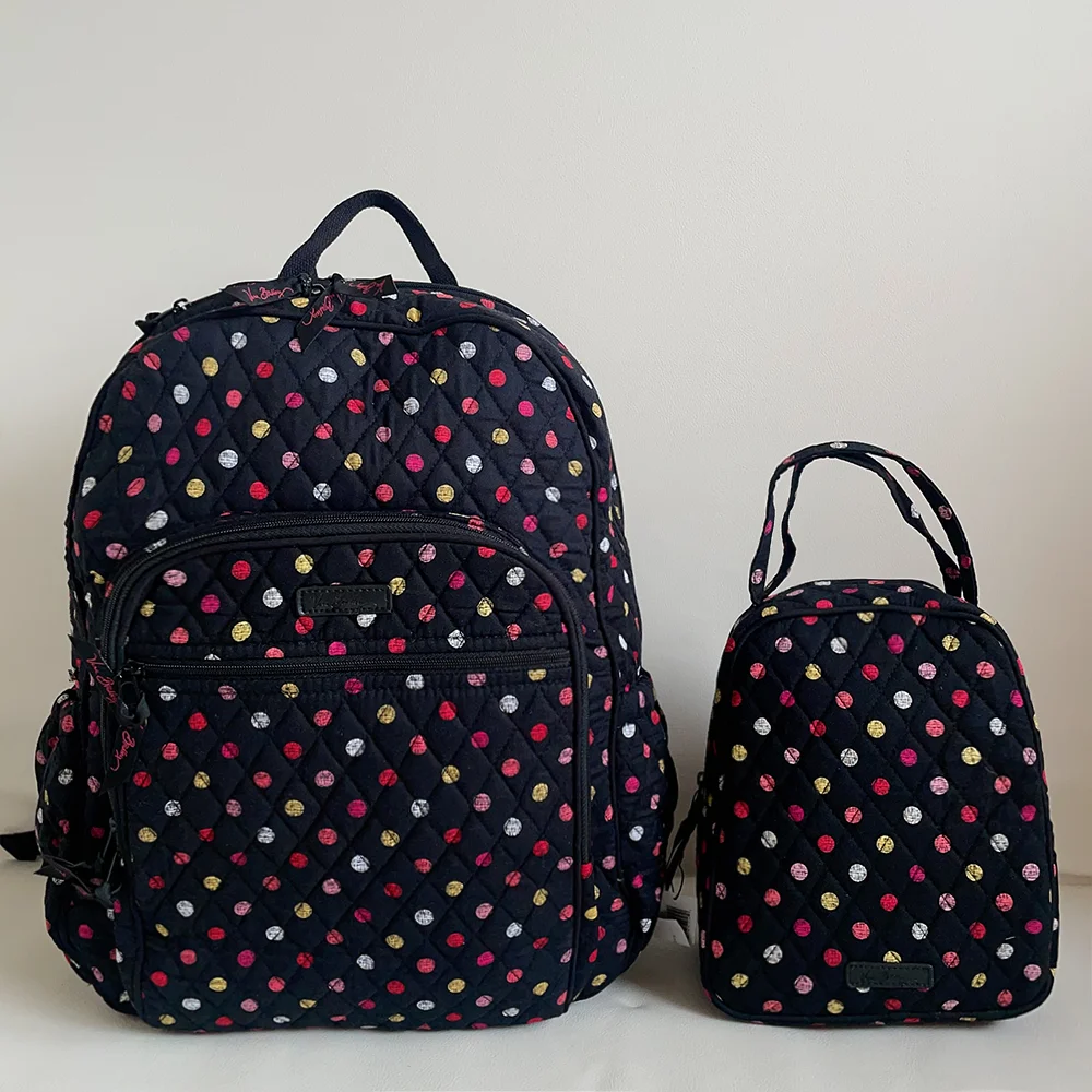 VB pure cotton eco-friendly printing backpack+lunch bag combination set