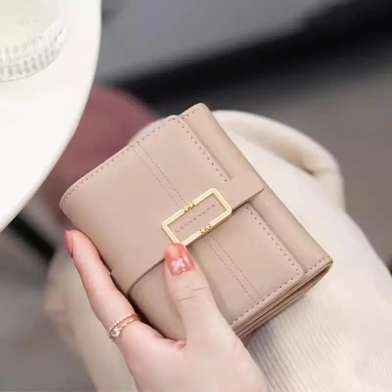 Purse women's new Japanese and South Korea small fresh PU simple fashion ladies short wallet multi-card niche teenage female stu