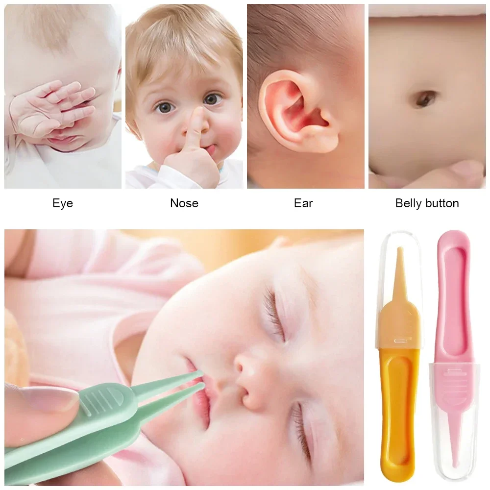 Baby Nose Cleaning Tweezers Infant Ear Nose Navel Clean Tool Safe Baby Dig Booger Clips Snot Removal Newborn Cleaning Supplies