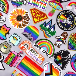 Rainbow Mountain Iron On Patches Jesus Love Everyone Embroidery Patches For Clothing LGBT Patches On Clothes DIY Decoration