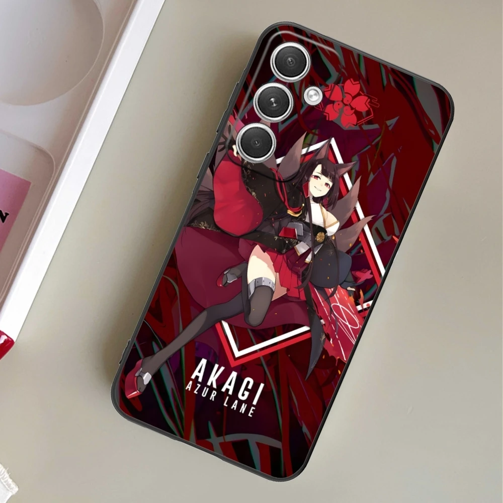 Capa de celular móvel Azur Lane Akagi, Capa preta, Samsung Galaxy S24 S23 S22 S21 S20 S10 S9 Plus FE Ultra Lite, Bonito