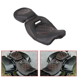 Motorcycle Two-Up Driver Passenger Seat PU Leather For Harley Touring Electra Street Glide CVO Road King 2009-2022