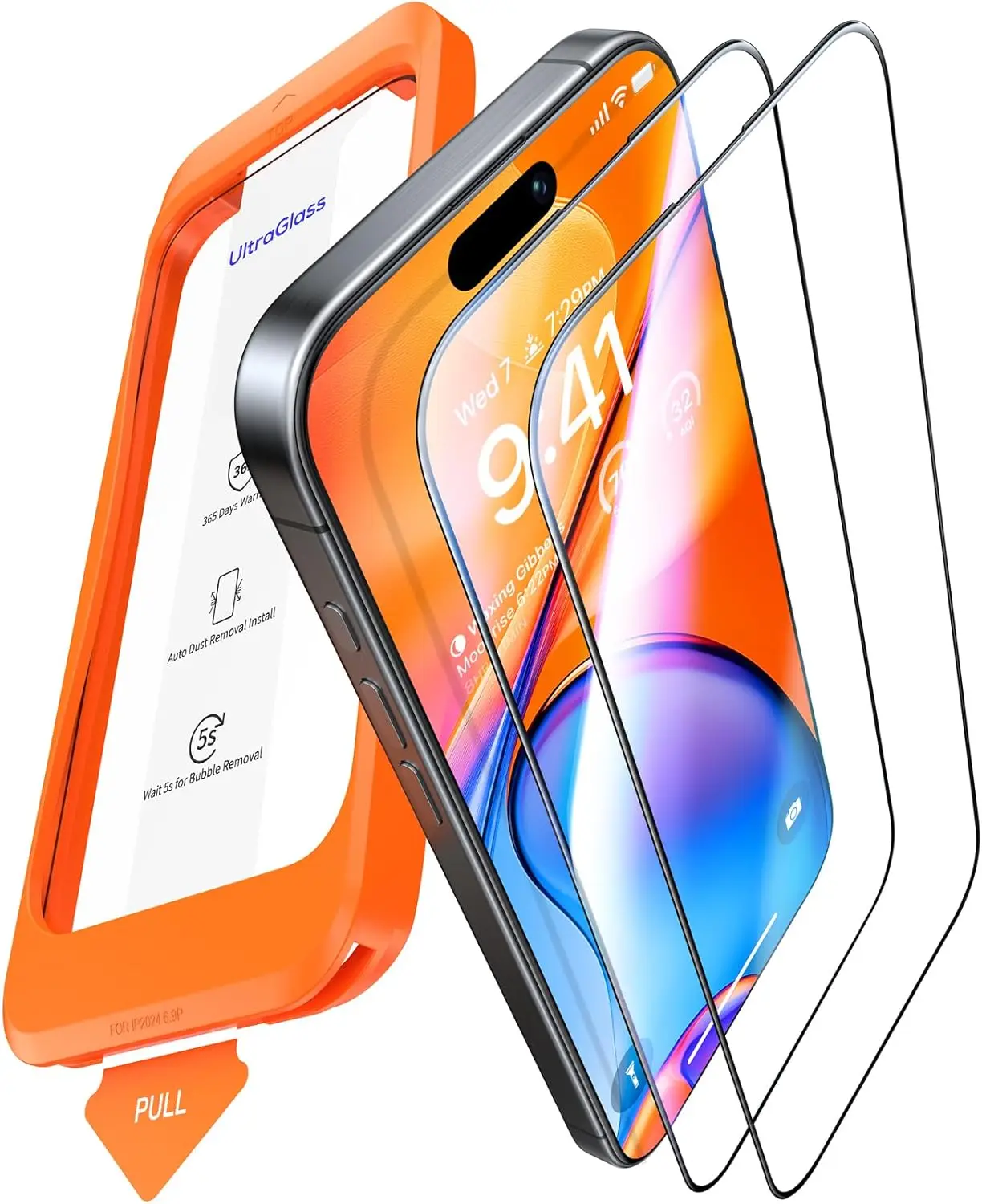 

9H+ Shatterproof Tempered Glass Screen Protector for iPhone 16 Pro Max, Full Edge Coverage, 2 Pack