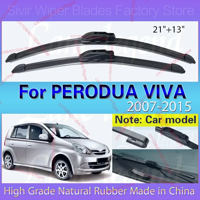

Car Windshield Wiper Blades Fit For PERODUA VIVA 2007 - 2015 Wiper Blades Soft Rubber Auto Front Windscreen Windshield 21"+13"