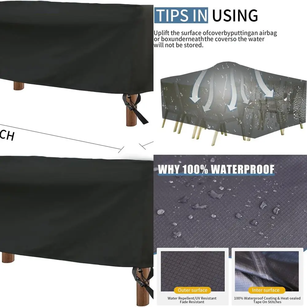 

Черный водонепроницаемый чехол для обеденного стола и стула для патио, 108x82x27,5