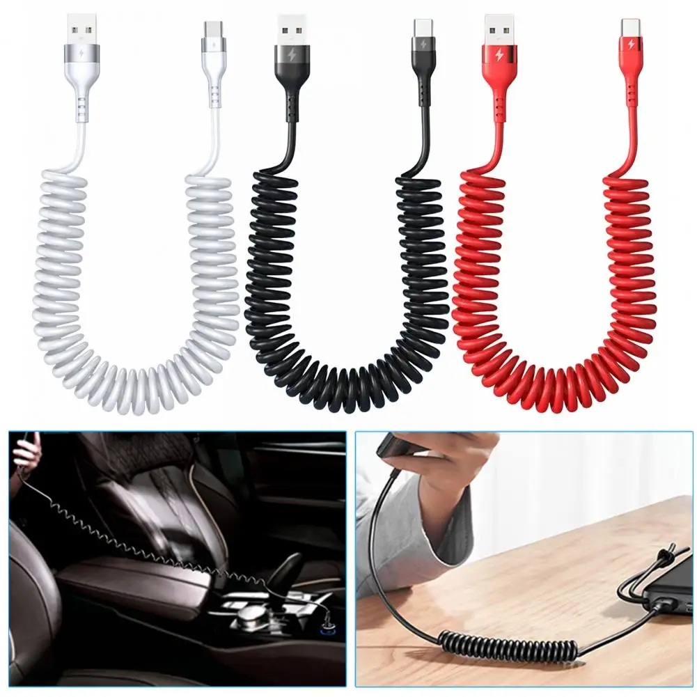 Retractable Usb A to Usb C Charger Retractable Usb C Cable to Usb-c Coiled Cable Retractable Car Charger Cord 5a Fast for Iphone