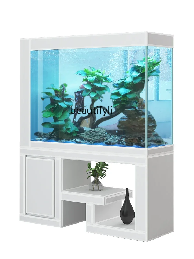 

Super White Glass Fish Tank Living Room Large Floor Household Hallway Ecological Pot Screen Partition Wall Dragon Fish Tank