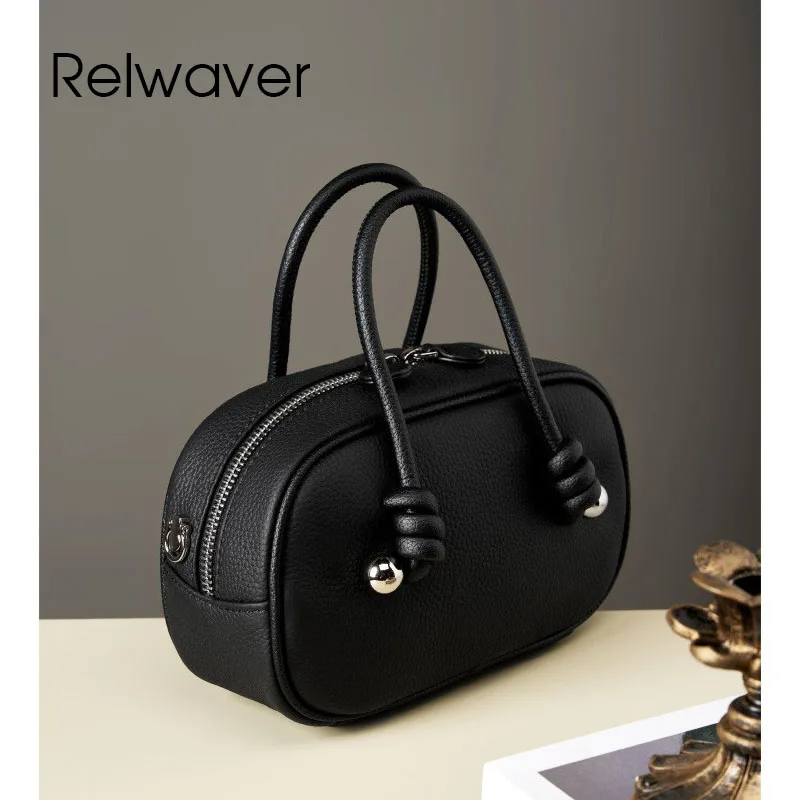 

Relwaver small handbag genuine leather bags for women 2024 winter women messenger bags brief crossbody bag chic pillow bag