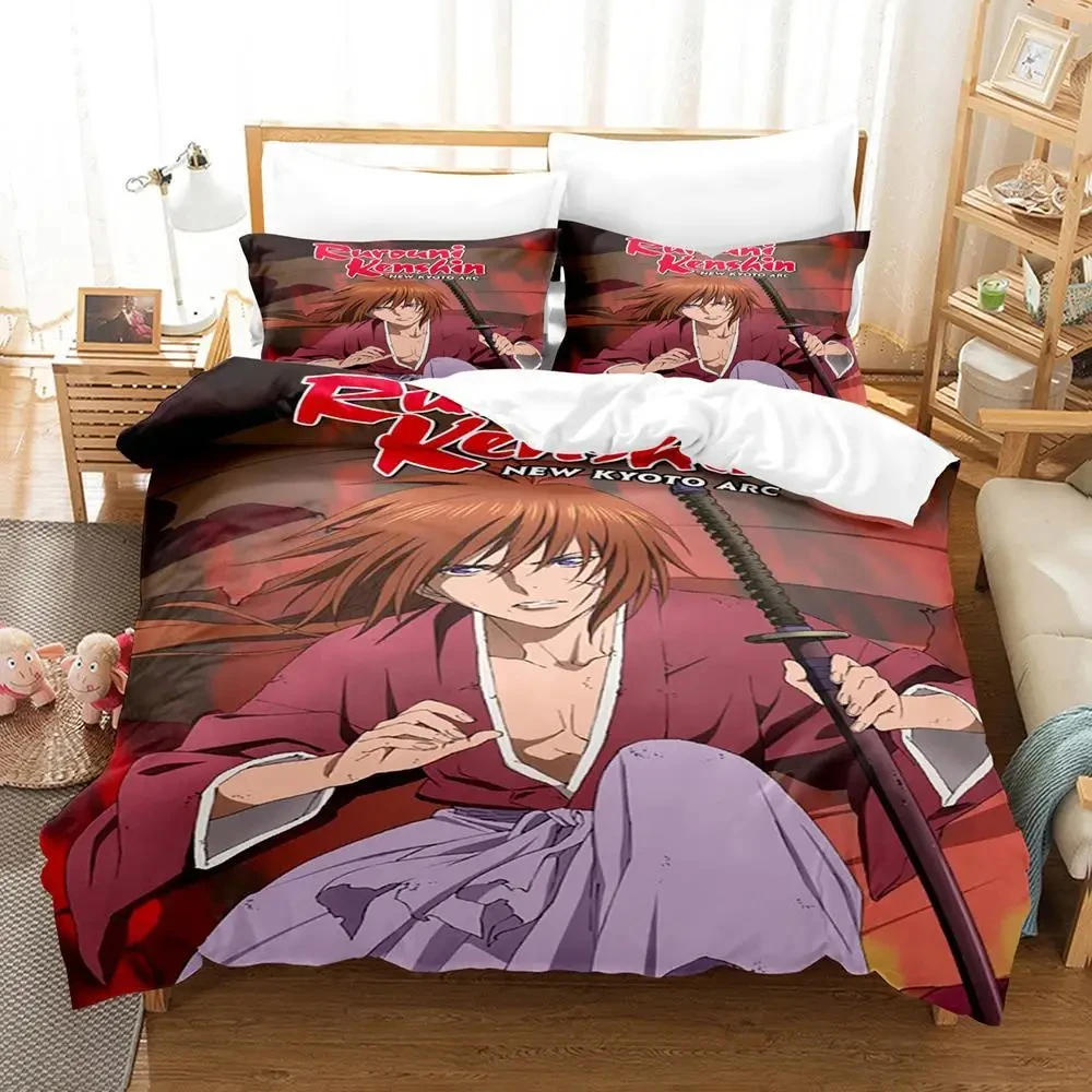 

3D Print Anime Rurouni Kenshin Bedding Set Boys Girls Twin Queen Size Duvet Cover Pillowcase Bed Kids Adult Fashion Home Textile