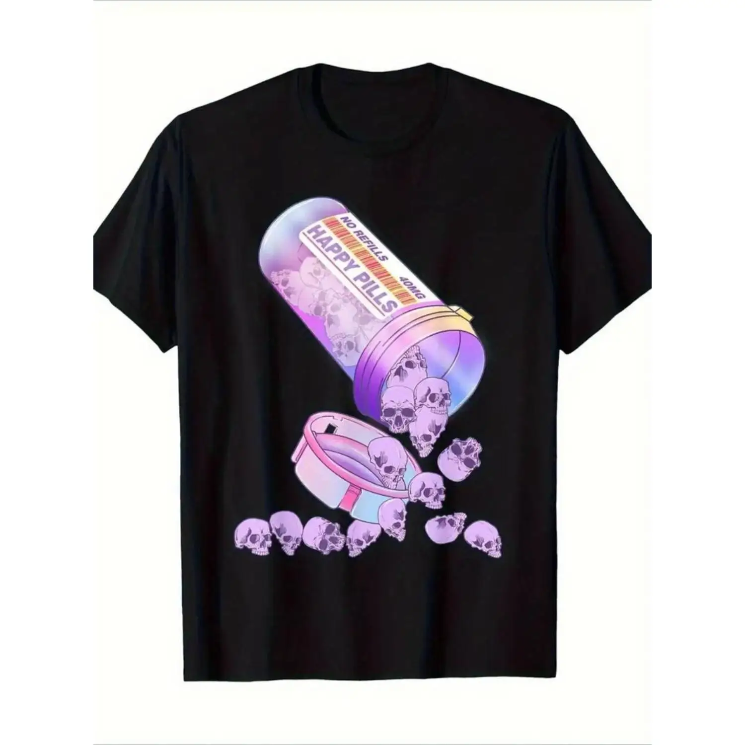 

Funny Vintage Graphic Vintage Gothic Skull "Youngsters's First Christmas" Graphic T-Shirt - Black Cotton Crew Neck Tee With Purp