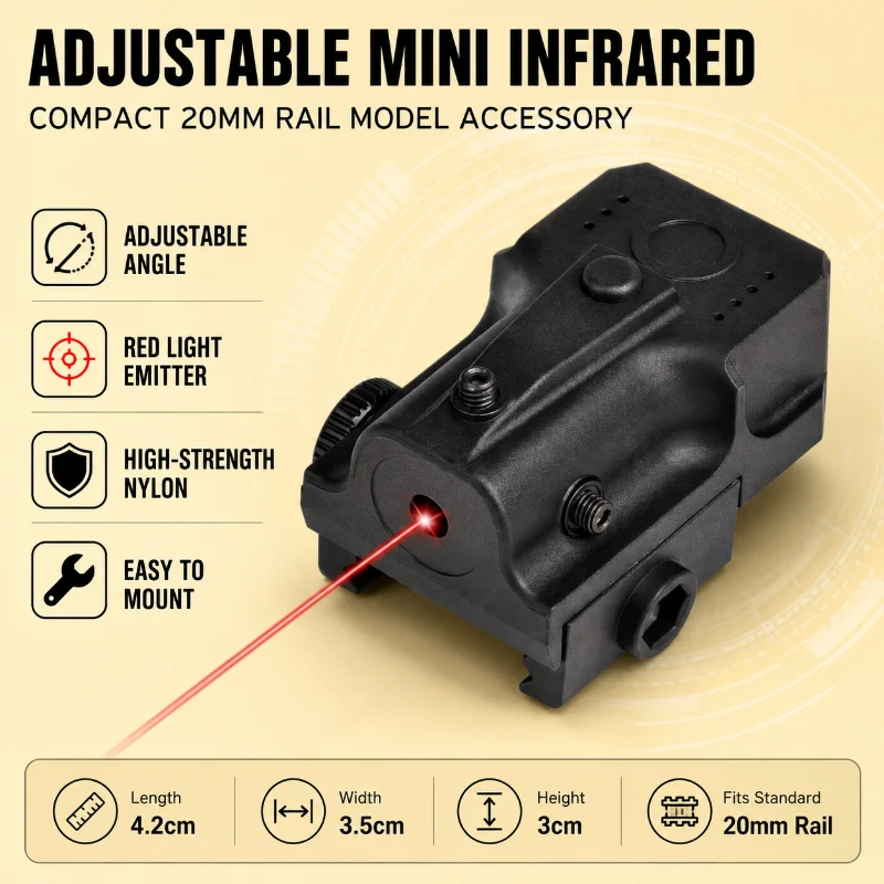 Miniature Under Mount Red Light Indicator Adjustable Design Hobby Model 20mm Rail Install Part