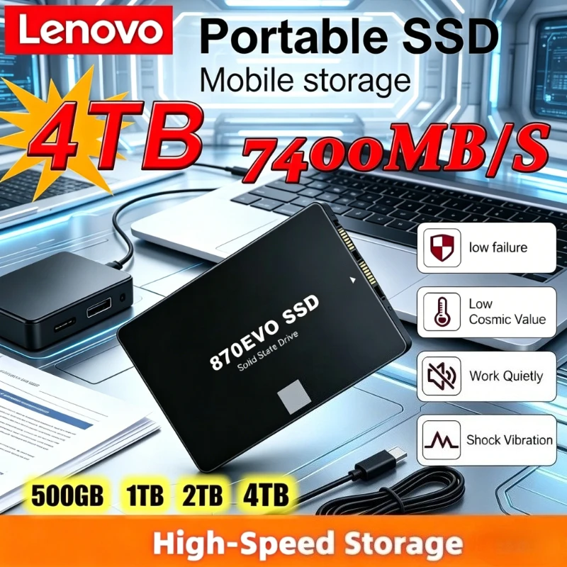 

New Lenovo 870 EVO 2.5 Inch SATA3 Internal 1TB 2TB 4TB SSD High Speed Solid State Drive for Laptop and Desktop PC