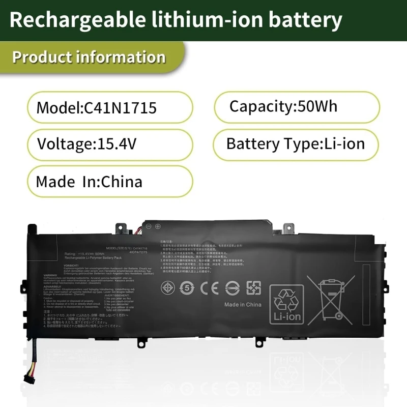 New C41N1715 Laptop Battery 15.4V 50Wh For ASUS Zenbook 13 UX331FN UX331UA UX331UA-1B UX331UN UX331UN-1E U3100UN 0B200-02760000