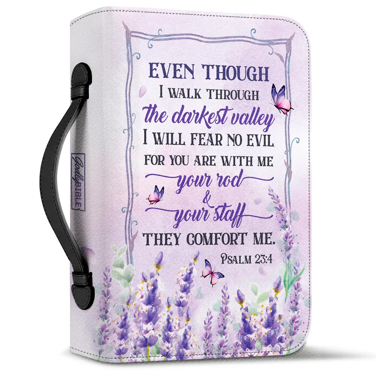 Lavender Bible Verse Print Bible Carrying Case for Women Handbags Zippered Handle Bible Case Exquisite Bible Cover Case Gifts