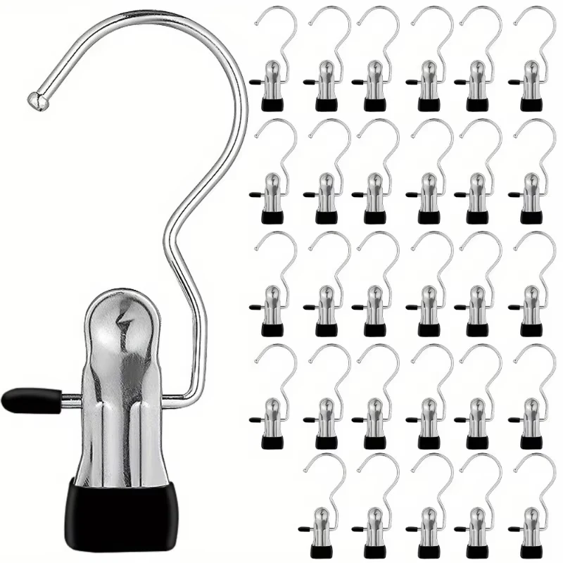 Remium Pinzas para ropa de acero inoxidable con ganchos: perchas para ropa que ahorran espacio para organización de pantalones, toallas y armarios