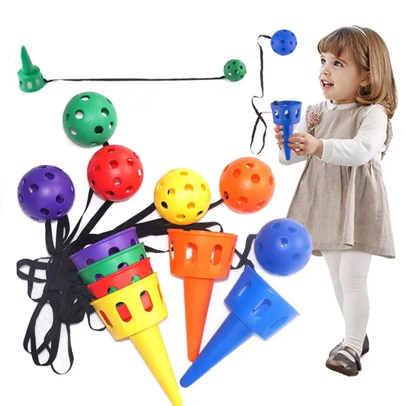 Throw Catch Ball Game Toy Set for Children Outdoor Throw and Catch Ball Toy Softball for Beginner Kids Motor Skills Toy Gift