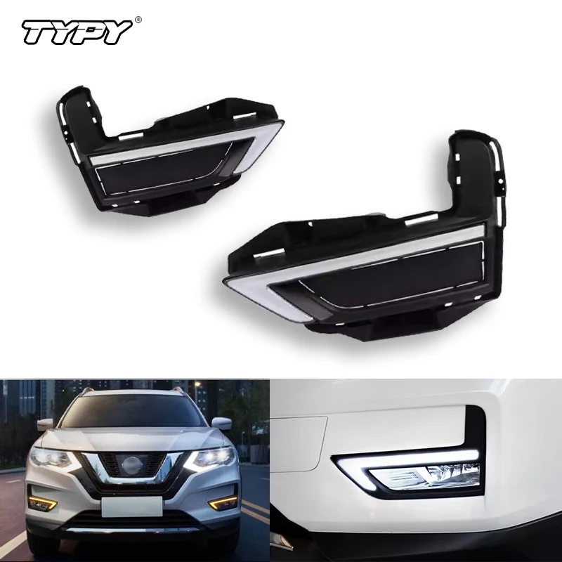 

TYPY 2 шт. DRL для Nissan X-Trail X trail Rogue 2016 2017 2018 дневные ходовые огни противотуманные фары дневной свет указатель поворота