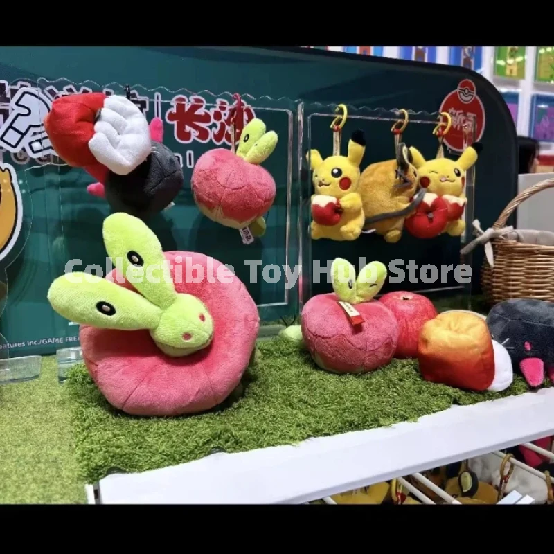 Genuine Pokemon Apple Theme Plush Keychain Pikachu Dedenne Applin Stuffed Pendant Kawaii Fruit Series Backpack Charm Anime Gift