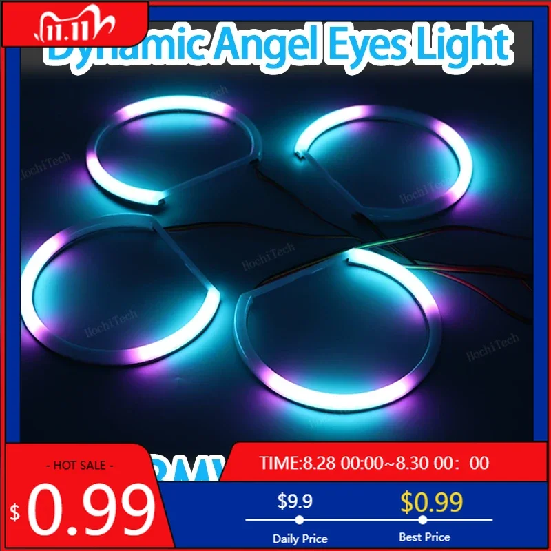 

Hot Phone Control Cotton RGBW multi-color LED Headlight Angel Eyes Ring Lamp for BMW E46 1998-2002 Revolving Interior Stickers