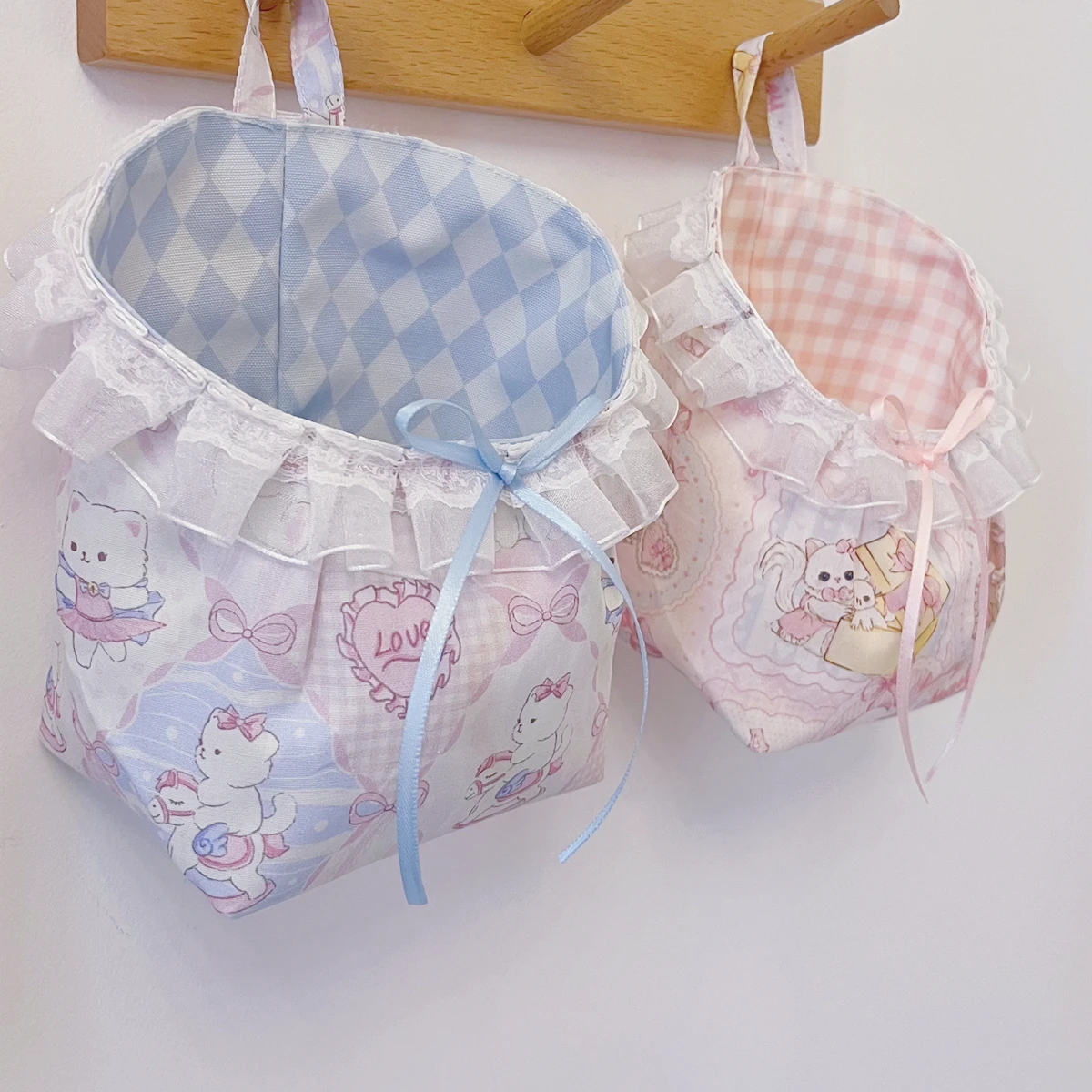 MINI Handmade small hanging bag cartoon storage bag cute pink decorative bag
