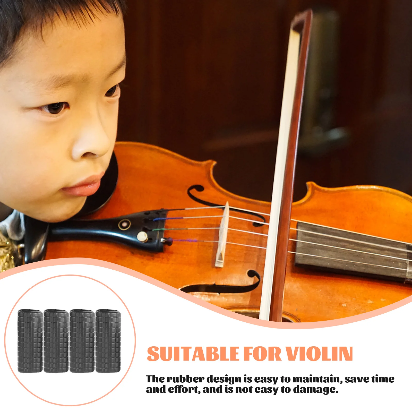 4 Pcs Teaching Aids Violin Case Student Violin Bow Grip For Beginner Bow Grip Replace Rubber Durable