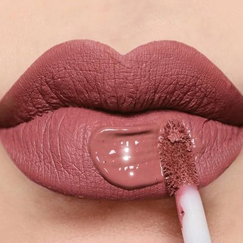 Matte Nude Lip Gloss 9 Colors Velvet Waterproof Long Lasting Non-stick Cup Liquid Lipstick Pigment Sexy Lip Makeup Cosmetics