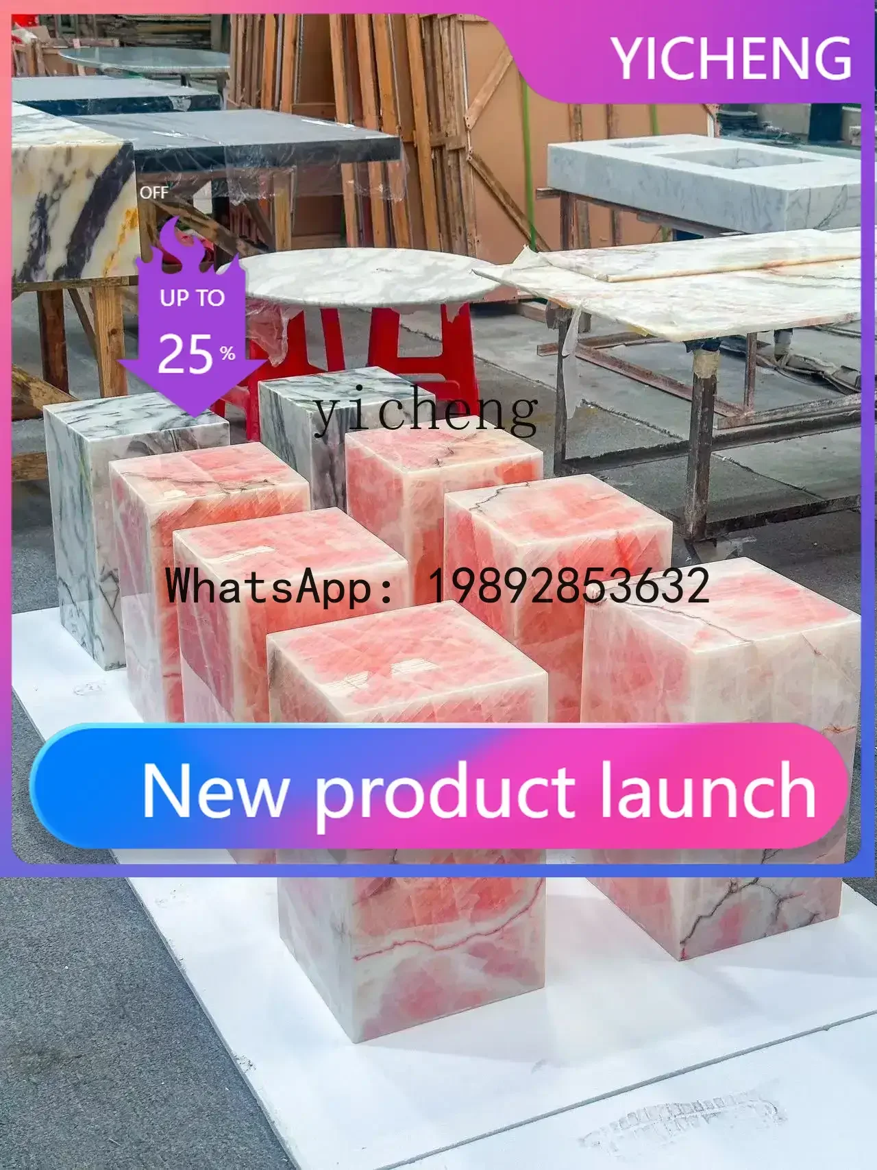 

C1 natural marble ornament base stone high and low display table edge corner bedside table