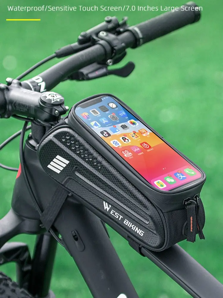 AliExpress West Biking WEST BIKING Bicycle Bag 7.0 Inch Bike Phone Touch Screen Bag EVA Hard Shell Water Repellent Front Frame Bags MTB Road Bike Bag