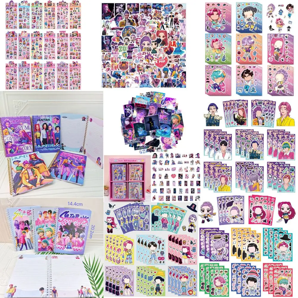Image of 8/110 Stück Puzzle-Aufkleber zum Gestalten eines Gesichts, zufällige Anime-Figuren, Notizbuch, Schreibwaren, Lernmaterialien, Scrapbook, wasserdichter Aufkleber fürs Handy