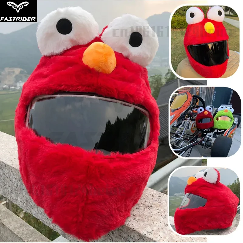 Helmet Decoration Helmet Plush Protective Cover Motorcycle Accessories Big Eyed Frog Cartoon Helmet Cover