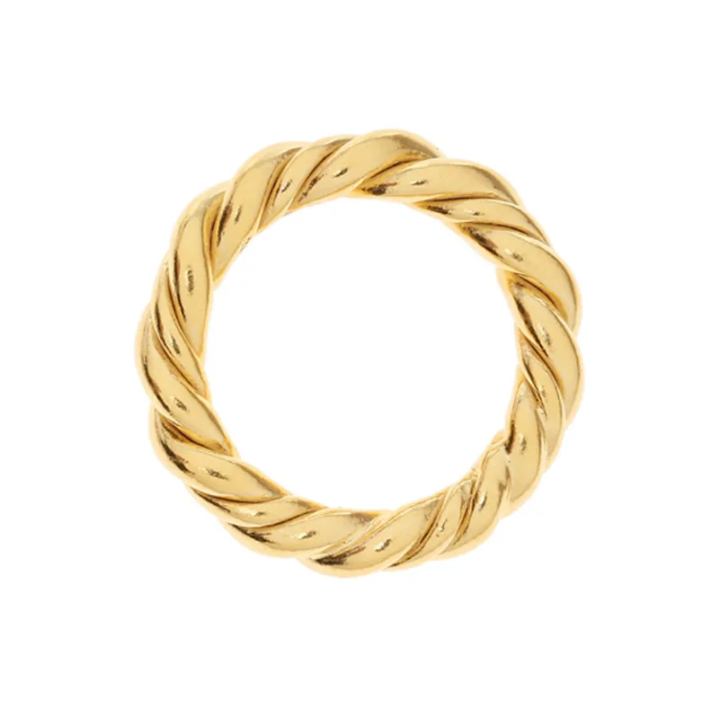 Twisted Rope Ring for Women Gold Plated Stainless Steel Stackable Band Ring Classic Twisted Cable Design Statement Jewelry Gift