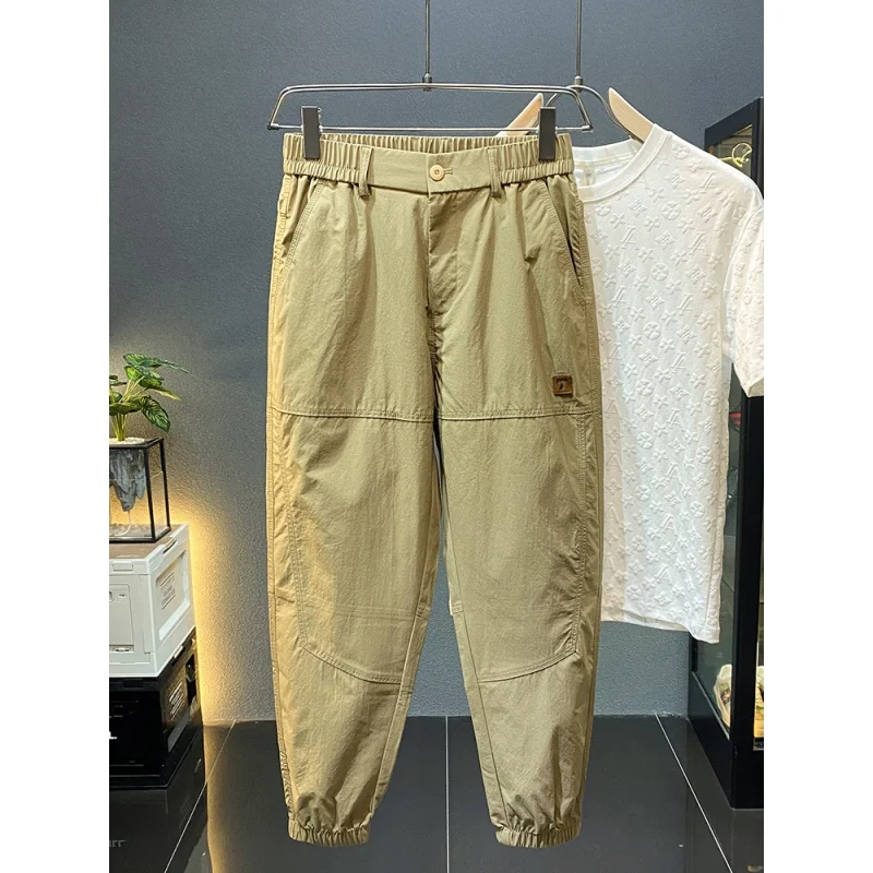 Khaki Casual Pants Men's 2024 Summer New High-End Trendy Loose Tappered Tooling Sports Thin Long Pants